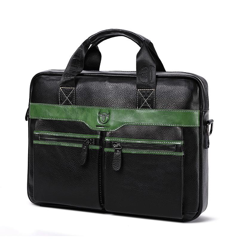BULLCAPTAIN Herrentasche Echtleder Herren Aktentasche für Laptop Messenger Herren Ledertasche Business Portfolio für Dokument A4 von Joom DACH