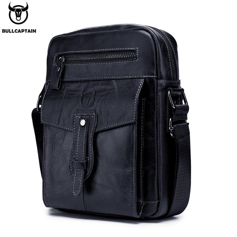 BULLCAPTAIN Retro Leder Messenger Bag Herren Casual Umhängetaschen Flip Fashion Business Taschen schwarz von Joom DACH