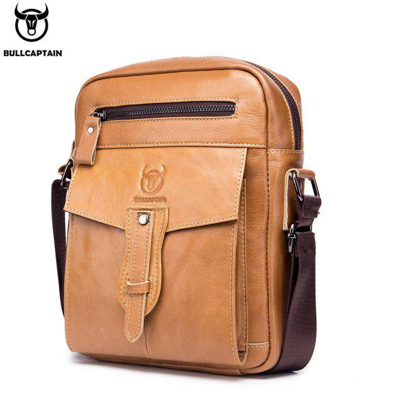 BULLCAPTAIN Retro Leder Messenger Bag Herren Casual Umhängetaschen Flip Fashion Business Taschen orange von Joom DACH
