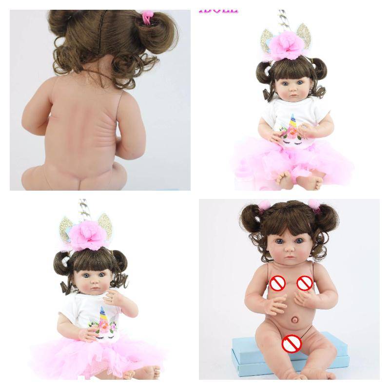 BZDOLL 40 CM Volle Silikon Körper Reborn Baby Puppe Für Mädchen Vinyl Mini Neugeborenen Bebe Boneca Kind Kleid Up Baden spielzeug Geburtstag Geschenk Girl-7 von Joom DACH