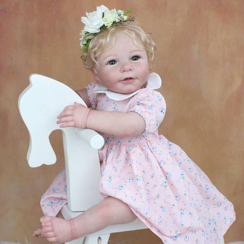 BZDOLL 55 CM 3D-Farbe Haut Weiche Silikon Reborn Baby Kleinkind Fertige Puppe Haben Blutgefäße und Blutunterlaufenen Stoff Körper Lisa Mädchen Spielzeug 55cm 3D-paint Skin Doll von Joom DACH