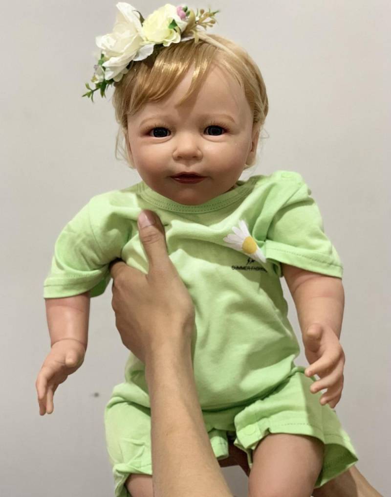 BZDOLL 55 CM 3D-Lack Haut Weiches Silikon Reborn Mädchen Baby Puppe Spielzeug Wie Echte 22 Zoll Prinzessin Kleinkind Lisa Alive Dress Up Boneca 55cm 3D-paint Skin Doll von Joom DACH