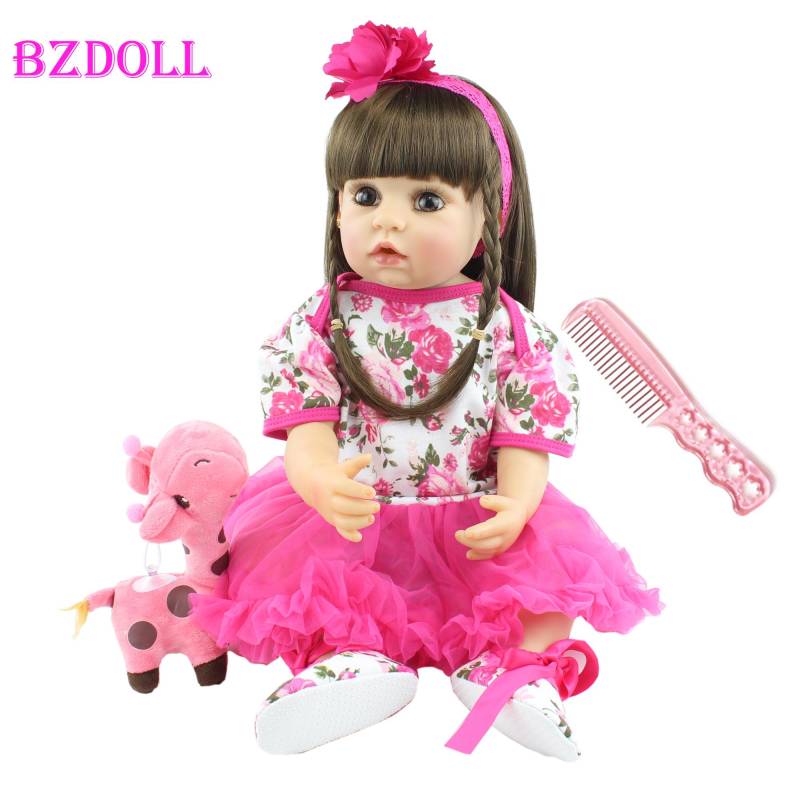 BZDOLL 55 cm Volle Körper Silikon Reborn Puppe Mädchen Boneca Weiche Vinyl Neugeborenen Babys Prinzessin Bebe Spielen Haus Spielzeug Lovely-10 von Joom DACH