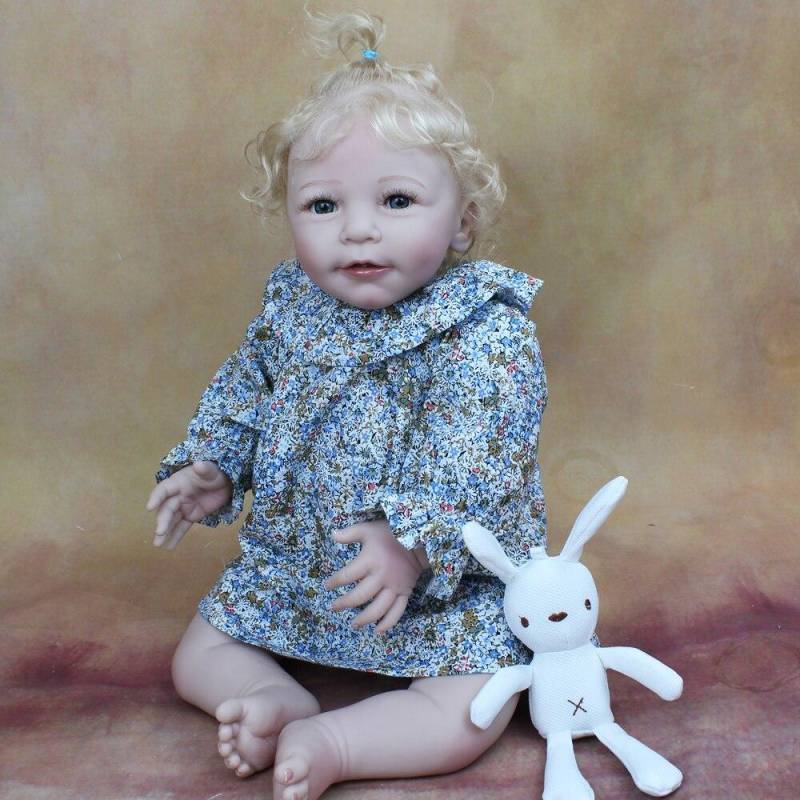 BZDOLL 55 cm weiches Silikon Reborn Baby verwurzeltes blondes Haar Mädchen Puppe Spielzeug lebensechter Stoffkörper realistisch 22 Zoll Prinzessin Kleinkind Bebe 55cm Doll von Joom DACH