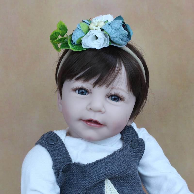 BZDOLL 55 cm weiches Silikon wiedergeborenes Baby Mädchen Puppe Spielzeug wie echter Stoffkörper realistisch 22 Zoll Lisa Prinzessin Kleinkind Dress Up Bebe Eyes, 55cm Doll braun von Joom DACH