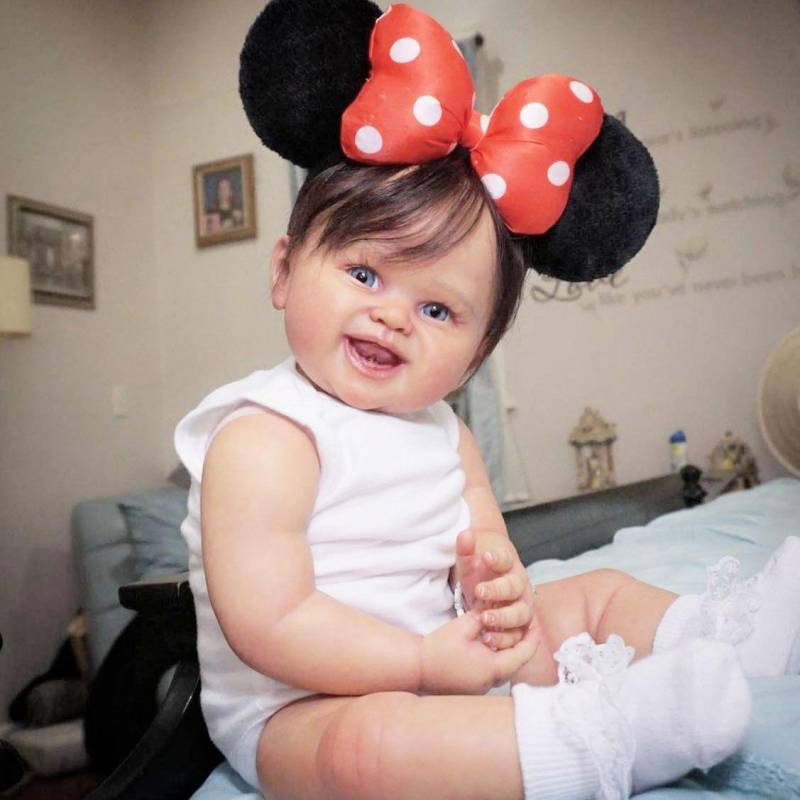 BZDOLL 55CM 3D Farbe Haut Sichtbare Venen Weiche Silikon Reborn Baby Puppe Spielzeug Für Mädchen Lebensechte 22 Zoll Lächelndes Bebe Dress Up Lebendig Geschenk 55cm 3D-paint Skin Doll von Joom DACH