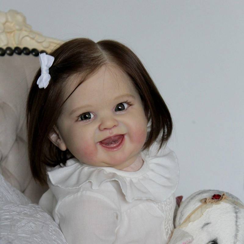 BZDOLL 55CM 3D Farbe Haut Sichtbare Venen Weiche Silikon Reborn Baby Puppe Spielzeug Für Mädchen Schöne Lächelnde Bebe Kleid up Lebendig Geburtstag Geschenk 55cm 3D-paint Skin Doll von Joom DACH