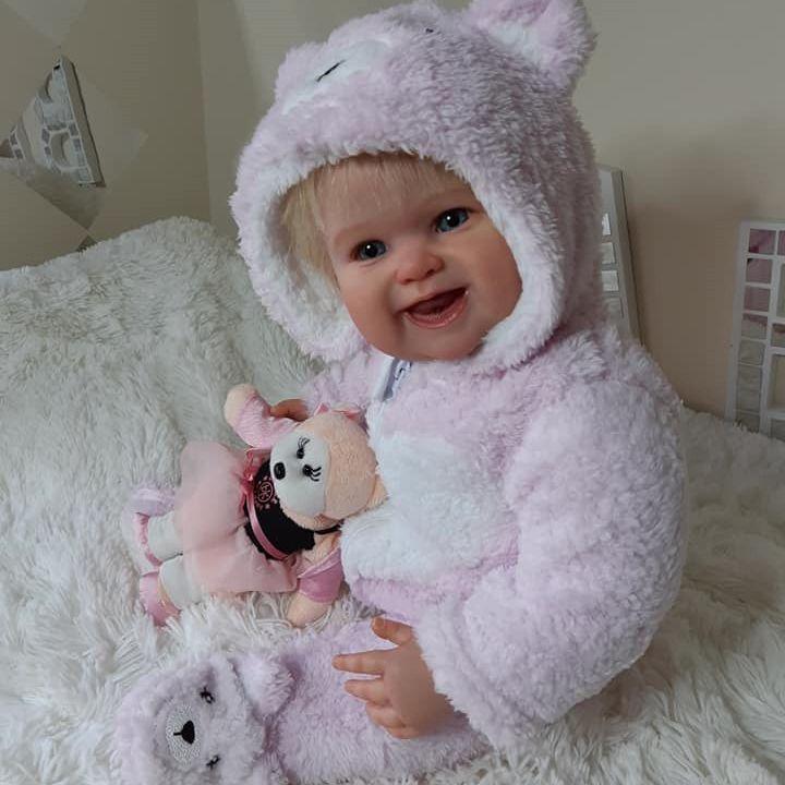 BZDOLL 55CM 3D Farbe Haut Sichtbare Venen Weiche Silikon Reborn Baby Puppe Spielzeug Für Mädchen Schöne Lächelnde Bebe Tuch körper Lebendig Geburtstag Geschenk 55cm 3D-paint Skin Doll von Joom DACH