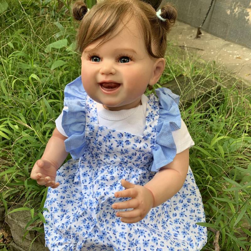 BZDOLL 55CM 3D Farbe Haut Sichtbare Venen Weiche Silikon Reborn Baby Puppe Spielzeug Für Mädchen Schöne Lächelnde Prinzessin Bebe lebendig Geburtstag Geschenk 55cm 3D-paint Skin Doll von Joom DACH