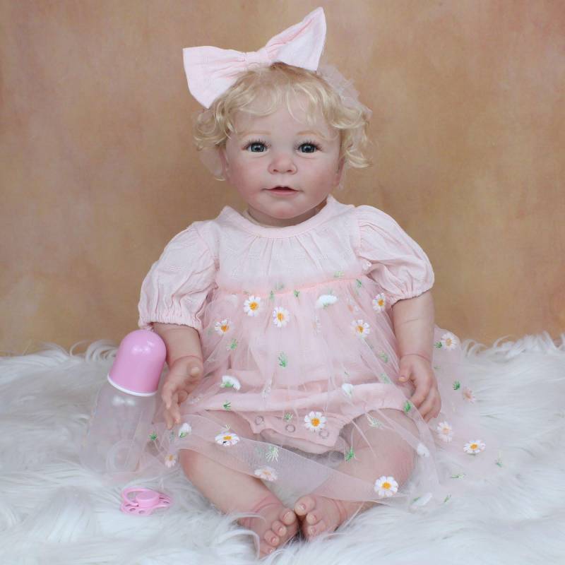 BZDOLL 55CM 3D Farbe Haut Weiche Silikon Reborn Baby Puppe Haben Blutgefäße Lebensechte Blonde Lisa Prinzessin Kleinkind Mädchen geburtstag Spielzeug 55cm 3D-paint Skin Doll von Joom DACH
