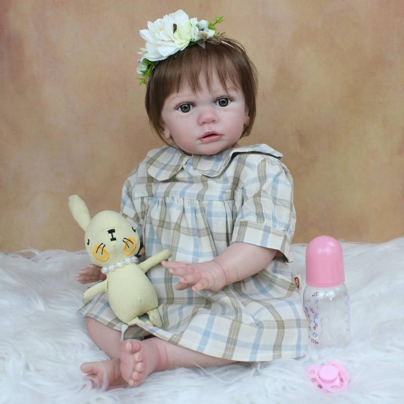 BZDOLL 60 CM 3D-Paint Haut Weiche Silikon Reborn Baby Kleinkind Puppe Für Mädchen Wie Echte Tuch Körper Silikon Prinzessin spielzeug Lebendig Bebe 60cm 3D-paint Skin Doll von Joom DACH