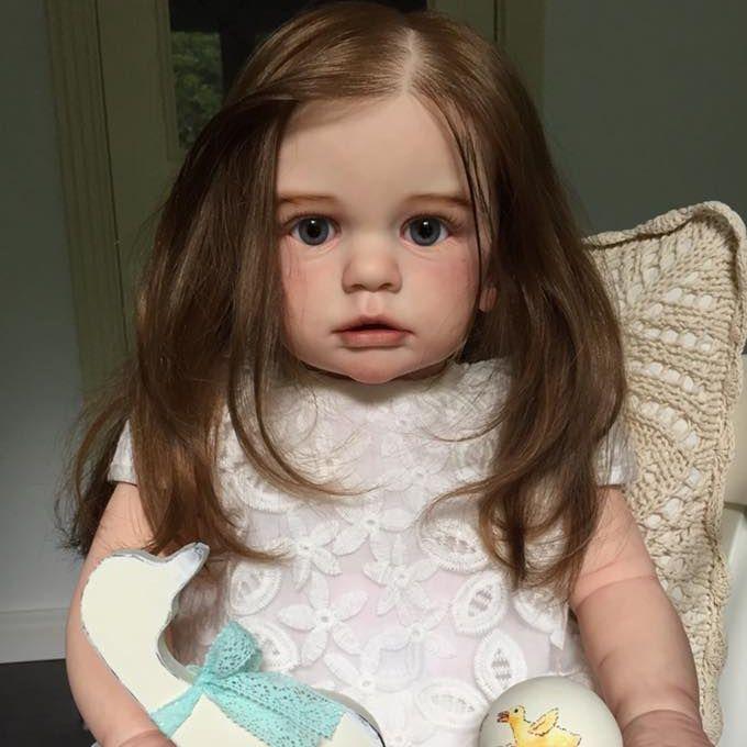 BZDOLL 60 CM 3D-Paint Haut Weiche Silikon Reborn Baby Puppe Für Mädchen Stoff Körper Realistische Lange Haare Prinzessin Kleinkind lebendig Dress Up Bebe 60cm 3D-paint Skin Doll von Joom DACH
