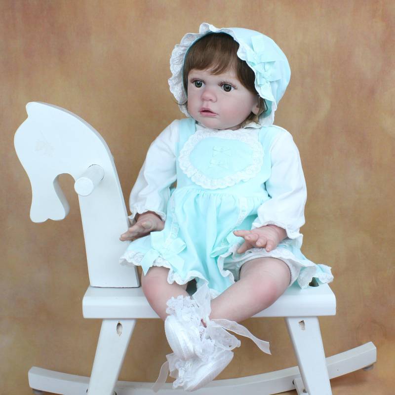BZDOLL 60 CM 3D-Paint Haut Weiche Silikon Reborn Baby Puppe Für Mädchen Stoff Körper Wie Echte Prinzessin Kleinkind Spielzeug dress Up Alive Bebe 60cm 3D-paint Skin Doll von Joom DACH