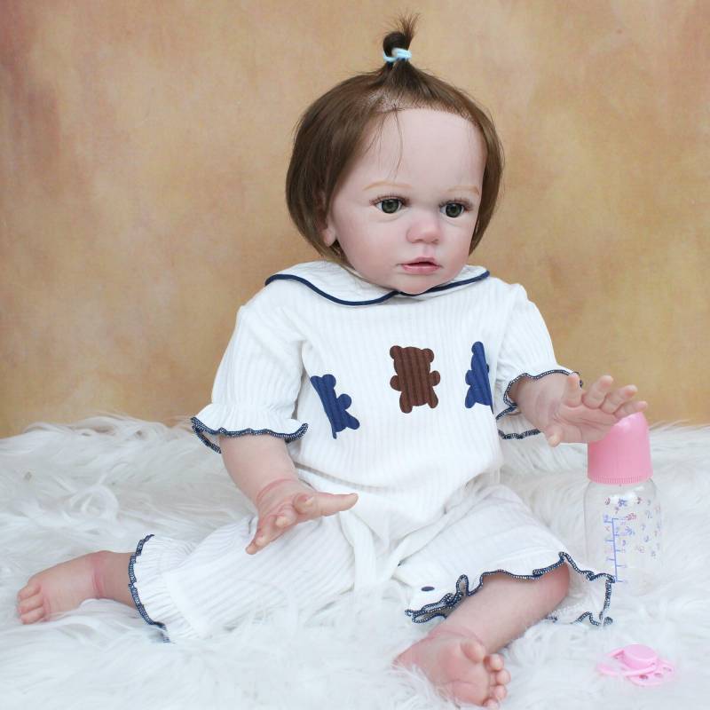 BZDOLL 60 CM 3D-Paint Haut Weiche Silikon Reborn Baby Puppe Für Mädchen Wie Echte Prinzessin Kleinkind Spielzeug Dress Up lebendig Bebe Real Touch 60cm 3D-paint Skin Doll von Joom DACH