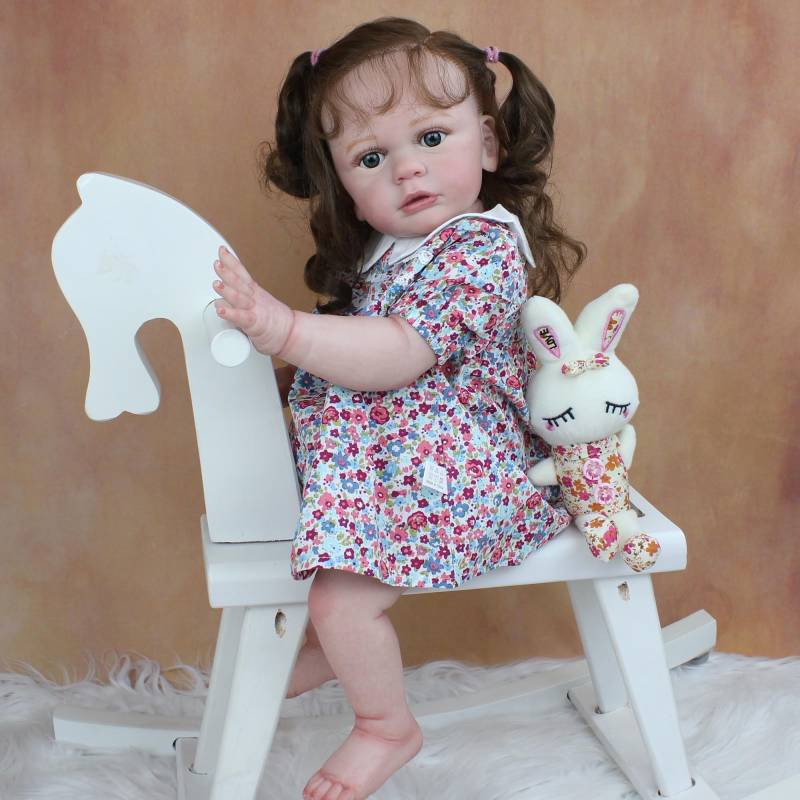 BZDOLL 60 CM 3D-Paint Haut Weiche Silikon Reborn Baby Puppe Spielzeug Für Mädchen Wie Echte 24 Zoll Lange Haare prinzessin Kleinkind Tayra Bebe Boneca 60cm 3D-paint Skin Doll von Joom DACH
