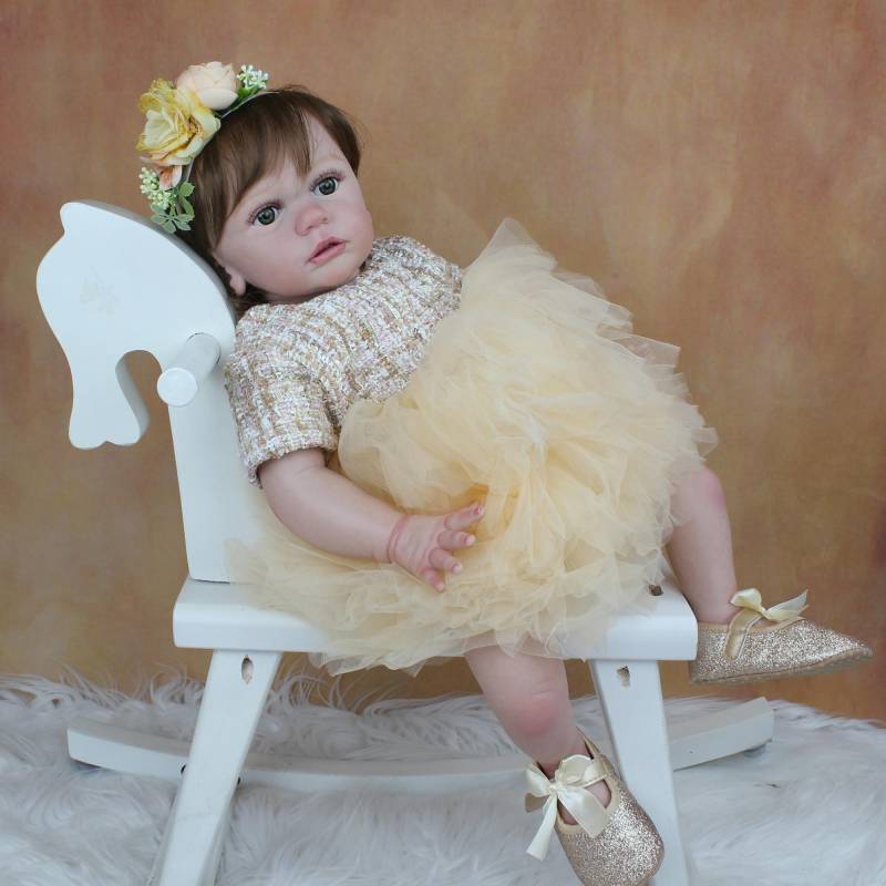 BZDOLL 60 CM 3D-Paint Haut Weiche Silikon Reborn Kleinkind Baby Puppe Spielzeug Für Mädchen Lebensechte 24 Zoll Prinzessin Tayra Dress Up Alive Bebe 60cm 3D-paint Skin Doll von Joom DACH