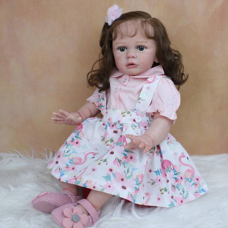 BZDOLL 60 CM 3D-Paint Haut Weiche Silikon Reborn Kleinkind Baby Puppe Spielzeug Für Mädchen Wie Echte 24 Zoll lange Haare Prinzessin Tayra Bebe Boneca 60cm 3D-paint Skin Doll von Joom DACH