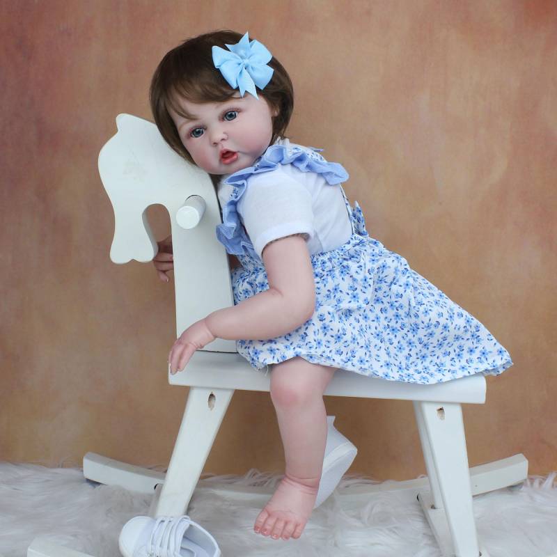 BZDOLL 60 CM Hand-Detaillierte 3D Farbe Haut Silikon Reborn Baby Kleinkind Fertig Puppe Spielzeug Für Mädchen Stoff Körper realistische Prinzessin Bebe 60cm 3D-paint Skin Doll von Joom DACH