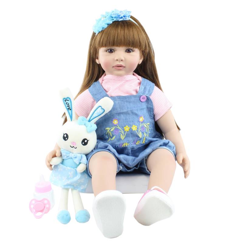 BZDOLL 60 CM Silikon Reborn Kleinkind Puppe Spielzeug Lebensechte Vinyl Prinzessin Baby Mit Stoff Körper Lebendig Bebe Dress Up Mädchen geburtstag Geschenk 60cm Doll, Brown eyes von Joom DACH