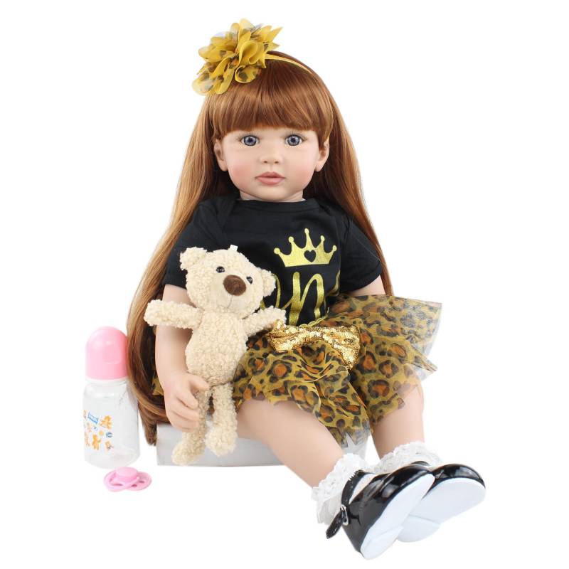 BZDOLL 60 cm Silikon Reborn Baby Puppe Spielzeug Für Mädchen 24 Zoll Vinyl Prinzessin Kleinkind mit Stoff Körper Alive Bebe verkleiden Kind Geburtstag Geschenk Brown eyes, 60cm doll braun von Joom DACH