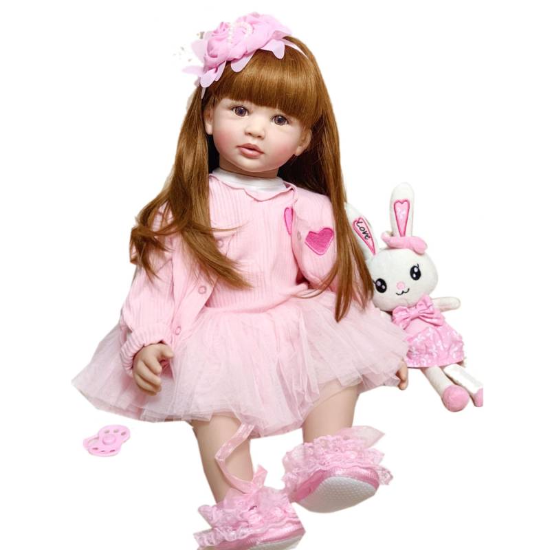 BZDOLL 60 cm Weiche Silikon Reborn Baby Puppe Spielzeug Für Mädchen Lange Haare Prinzessin Kleinkind Babys Lebensechte Lebendig Bebe Bonecas kid Geburtstag Geschenk 60cm Doll, Brown eyes von Joom DACH
