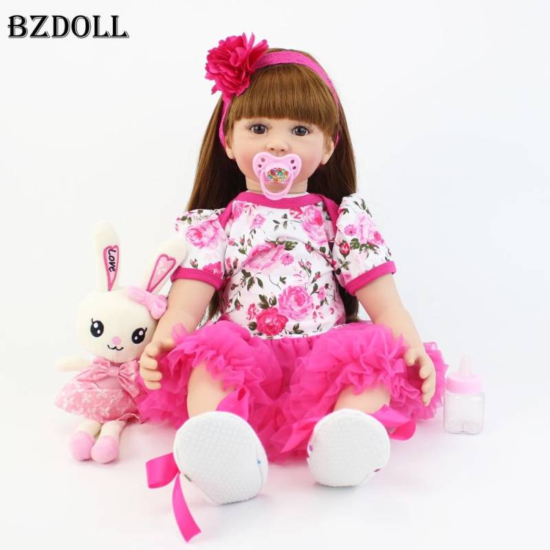 BZDOLL 60 cm Weiche Silikon Reborn Baby Puppe Spielzeug Wie Echtes Vinyl Prinzessin Kleinkind Lebendig Bebe Mädchen Bonecas Kinder Geburtstag geschenk 60cm Doll, Brown eyes von Joom DACH