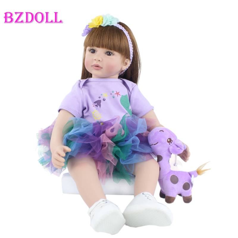 BZDOLL 60 cm weicher Stoffkörper Silikon wiedergeborene Kleinkindpuppe Prinzessin Mädchen 24 Zoll wie ein echtes Baby-Spielhausspielzeug 60cm Doll, Brown eyes von Joom DACH