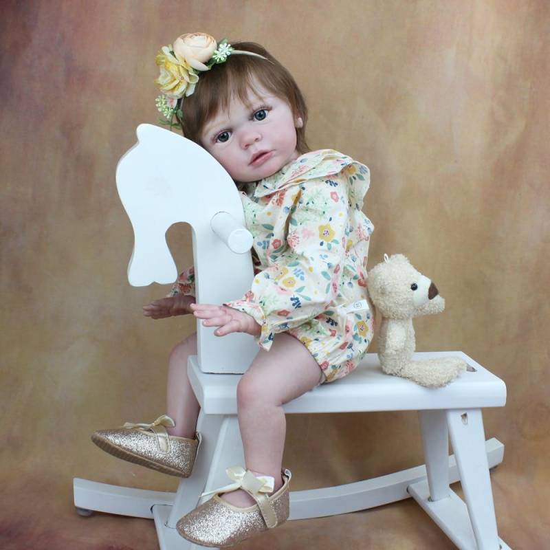 BZDOLL 60CM 3D Haut Sichtbare Adern Reborn Baby Mädchen Fertig Tayra Puppe Stoff Körper Spielzeug Weiche Silikon Prinzessin Kleinkind lebendig Bebe 60cm 3D-paint Skin Doll von Joom DACH