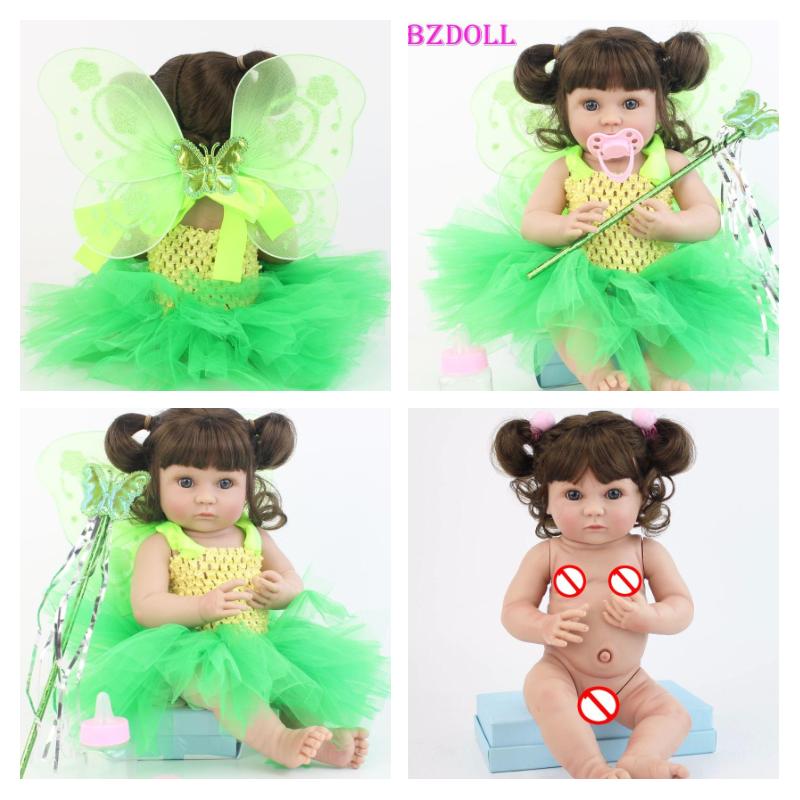 BZDOLL Lebensechte 40 cm Volle Silikon Körper Reborn Baby Puppe Für Mädchen Weiche Vinyl Mini Bebe Kind Baden Kleid Up spielzeug Kinder Geburtstag Geschenk Girl-7 von Joom DACH