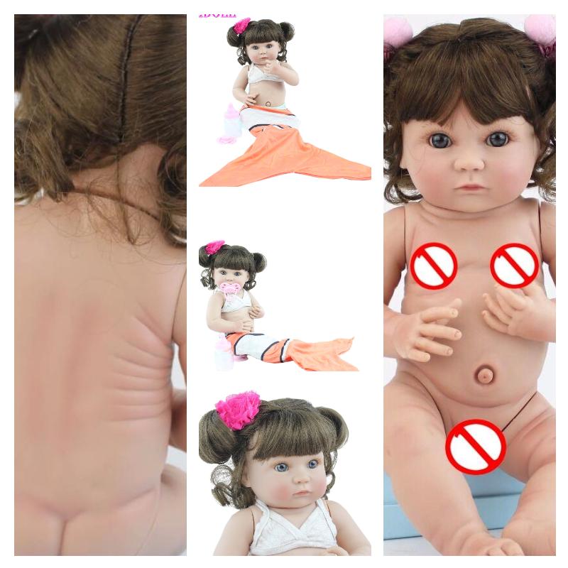 BZDOLL Lebensechte 40 cm Volle Silikon Körper Reborn Baby Puppe Für Mädchen Weiche Vinyl Mini Bebe Kind Baden Kleid Up spielzeug Kinder Geburtstag Geschenk Girl-8 von Joom DACH