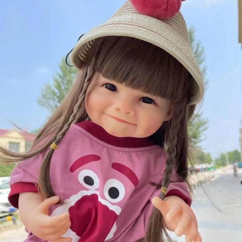BZDOLL Lebensechte 55 CM Volle Silikon Körper Reborn Baby Lächelndes Mädchen 22 Zoll Puppe Spielzeug Prinzessin Kleinkind Bebe Geburtstag Geschenk von Joom DACH