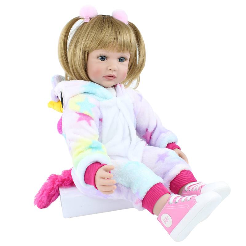 BZDOLL Lebensechte 60 cm Weiche Silikon Reborn Kleinkind Puppe Stoff Körper Mädchen 24 zoll Prinzessin Babys Blonde Bebe Kind Geburtstag geschenk 60cm doll von Joom DACH