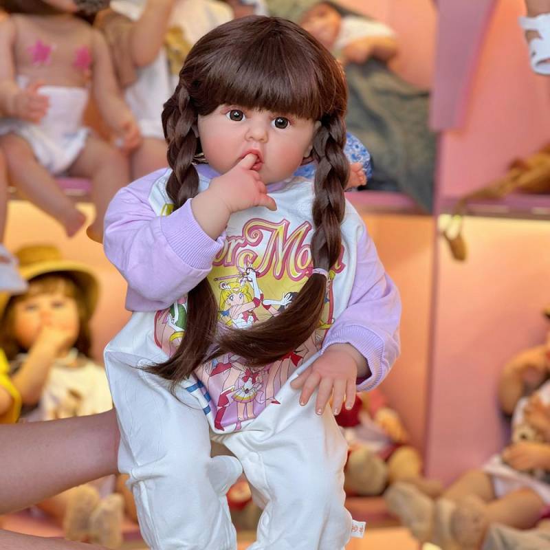BZDOLL Reborn Puppe Weiches Silikon Lebensechte 60 cm Für Mädchen Vinyl Prinzessin Baby Mit Stoff Körper Bebe Geburtstag Geschenk verkleiden von Joom DACH