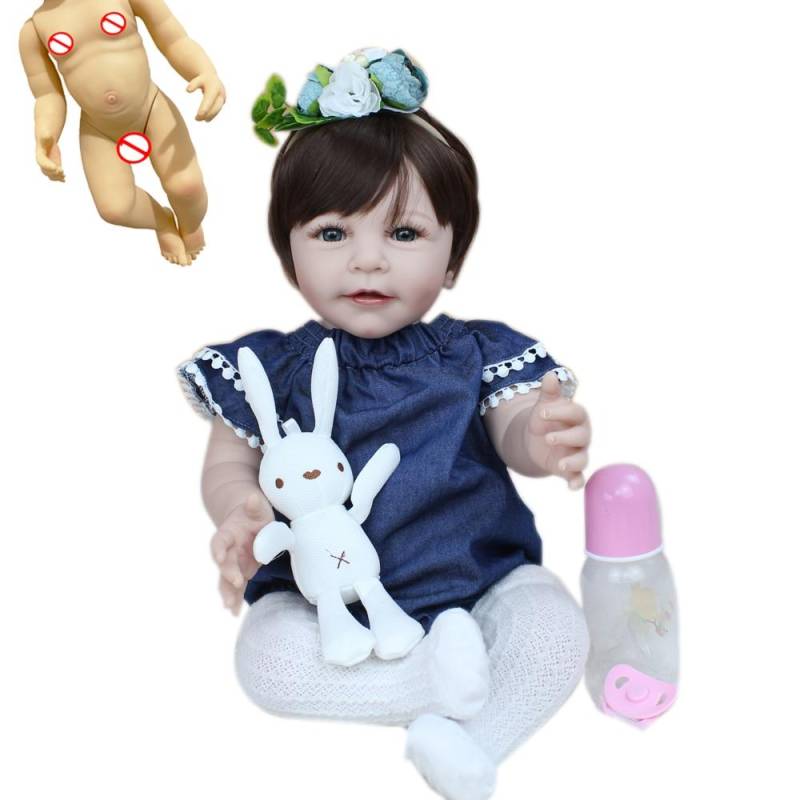 BZDOLL Volle Weiche Silikon Körper Baby Reborn Baby Mädchen und Junge Puppen 22 Zoll Neugeborene Bebe Alive Puppe Spielzeug Babys geburtstag Geschenk Geschenk Girl E with Glued wig von Joom DACH