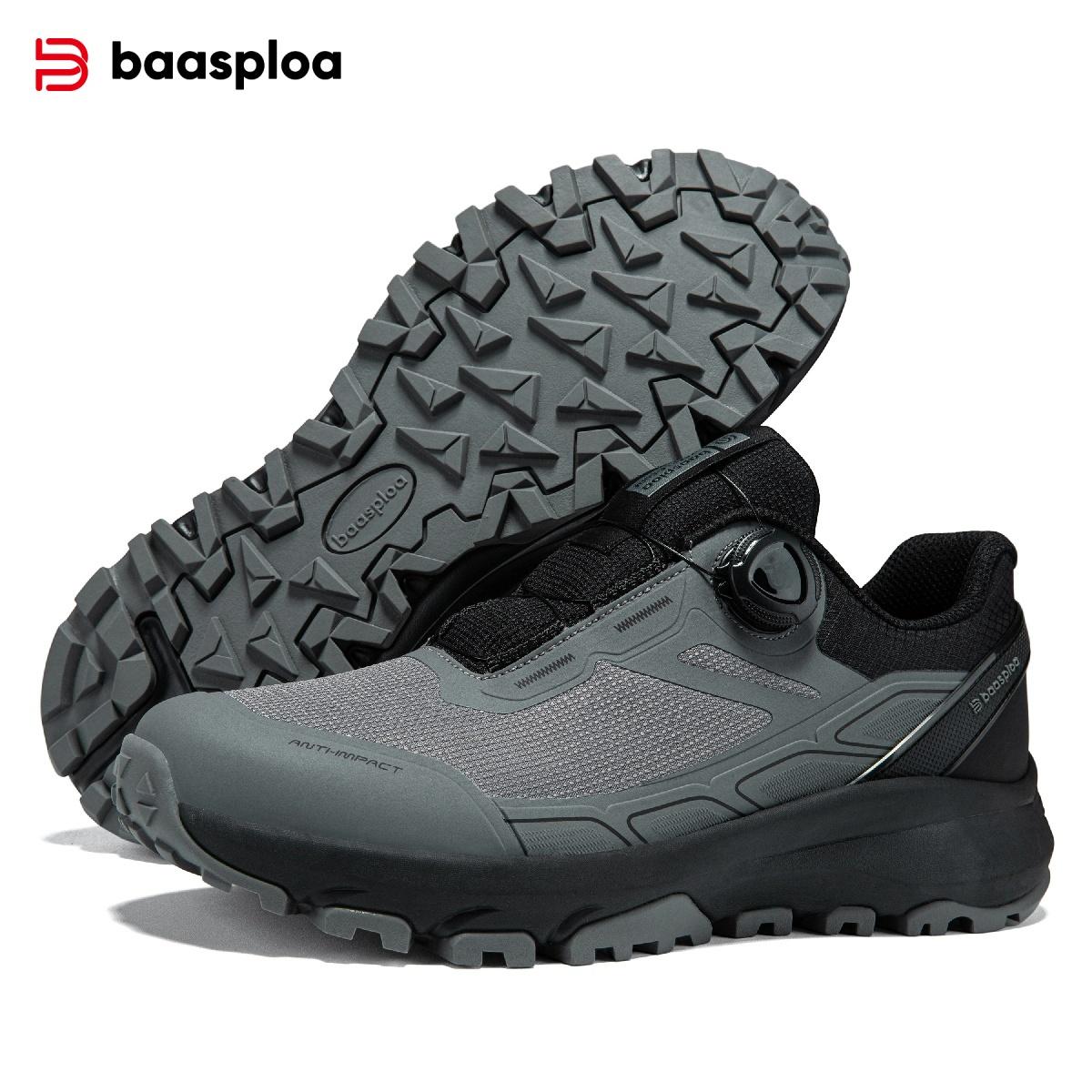 Baasploa Herren Outdoor Wanderschuhe Wanderschuhe Herren Drehschnalle Leichtgewicht Rutschfest Herren Outdoor Marke Herrenschuhe Winter Upgrade Verdickt 44 grau von Joom DACH