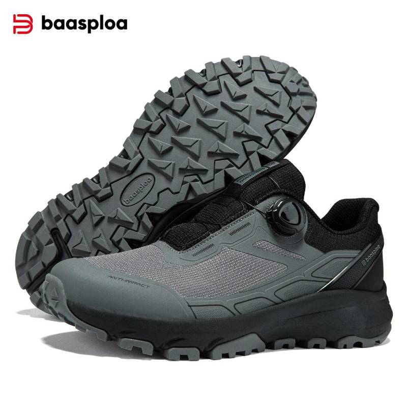 Baasploa Herren Outdoor Wanderschuhe Wanderschuhe Herren Drehschnalle Leichtgewicht Rutschfest Herren Outdoor Marke Herrenschuhe Winter Upgrade Verdickt 44 grau von Joom DACH