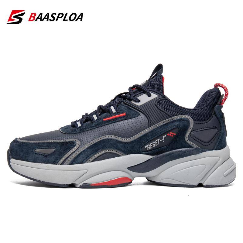 Baasploa Männer Turnschuhe Laufschuhe Non-slip Atmungsaktive Casual Wanderschuhe Bequeme Leder Turnschuhe Männlichen Wasserdichte Schuhe 42 dunkelblaue von Joom DACH