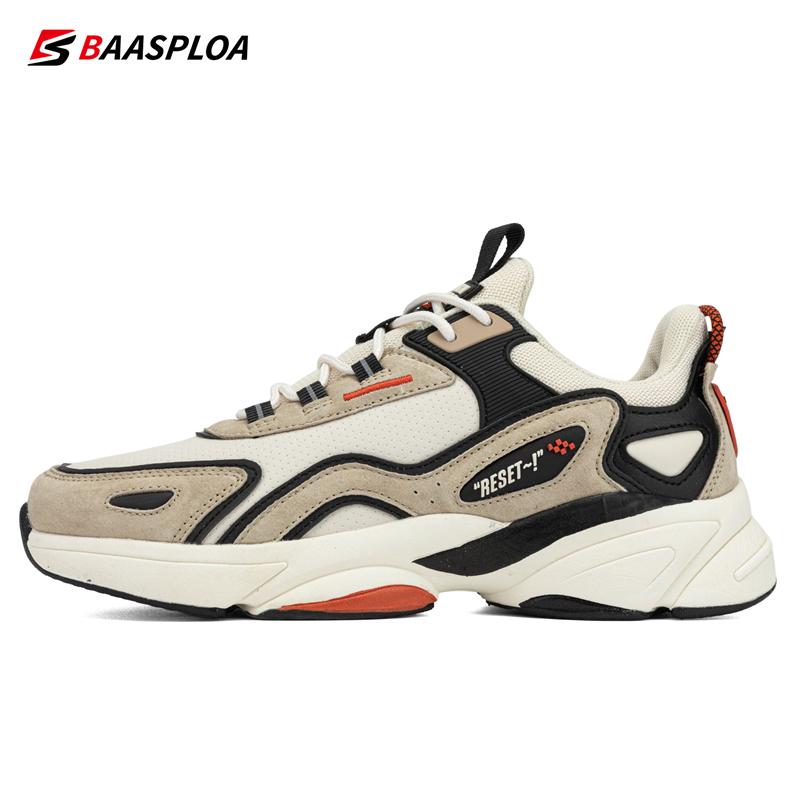 Baasploa Männer Turnschuhe Laufschuhe Non-slip Atmungsaktive Casual Wanderschuhe Bequeme Leder Turnschuhe Männlichen Wasserdichte Schuhe 45 beige von Joom DACH