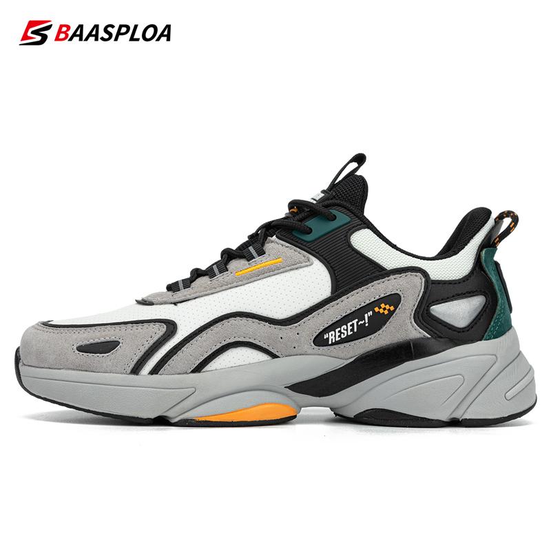Baasploa Männer Turnschuhe Laufschuhe Non-slip Atmungsaktive Casual Wanderschuhe Bequeme Leder Turnschuhe Männlichen Wasserdichte Schuhe 46 hellgrau von Joom DACH