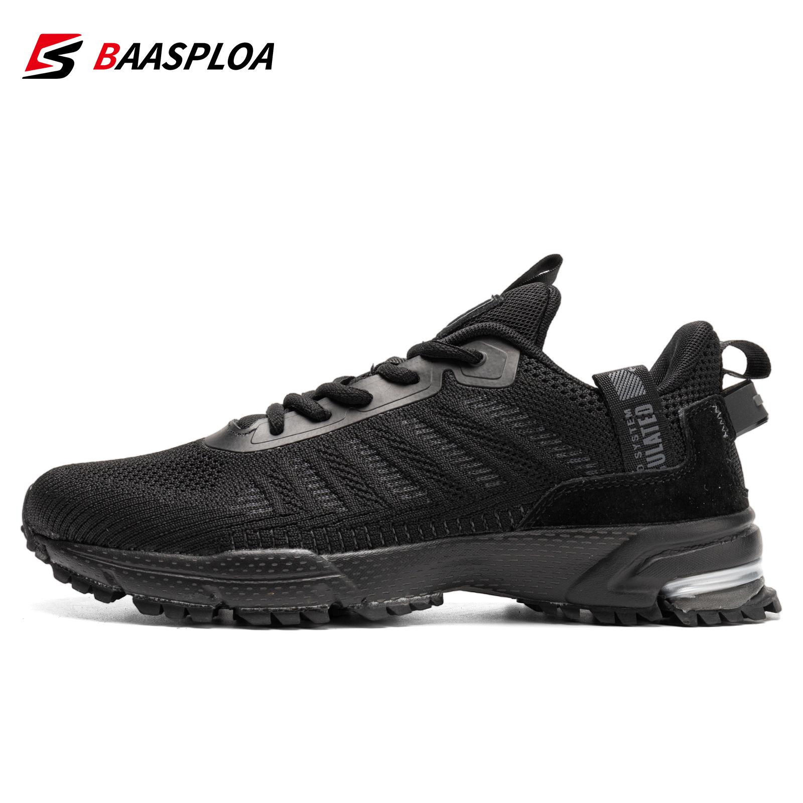 Baasploa Neue Herren Sneaker Schuhe Atmungsaktives Mesh Herren Laufschuhe Outdoor Rasen Walking Fitnessschuhe für Herren Größe 41-46 43 schwarz von Joom DACH