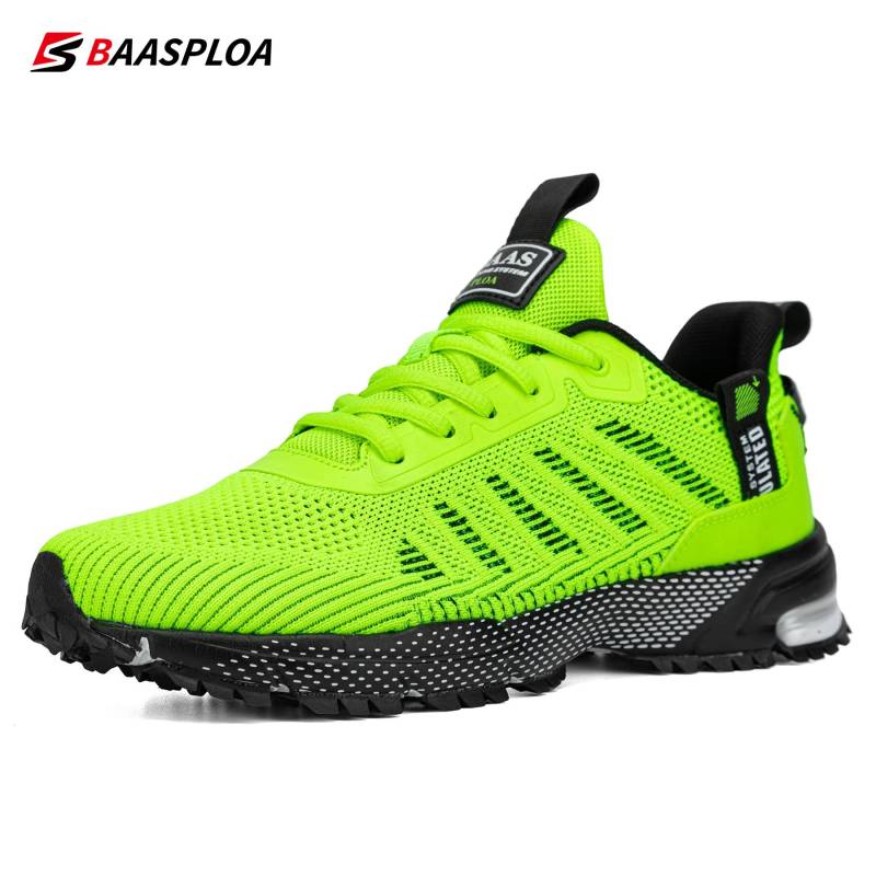 Baasploa Professionelle Laufschuhe Für Männer Leichte männer Designer Mesh Turnschuhe Schnürung Männlichen Outdoor-Sport Tennis Schuh 43 fluoreszierende grün von Joom DACH