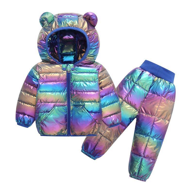Baby Baumwoll-Kapuzenjacke und Hosen Set, Warmes Herbst-Winter-Outfit für Jungen und Mädchen, 9M–5J 110(4T) bunt von Joom DACH