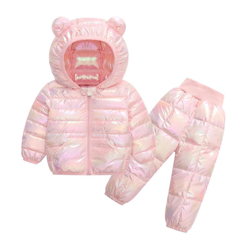 Baby Baumwoll-Kapuzenjacke und Hosen Set, Warmes Herbst-Winter-Outfit für Jungen und Mädchen, 9M–5J 120(5T) hellrosa von Joom DACH