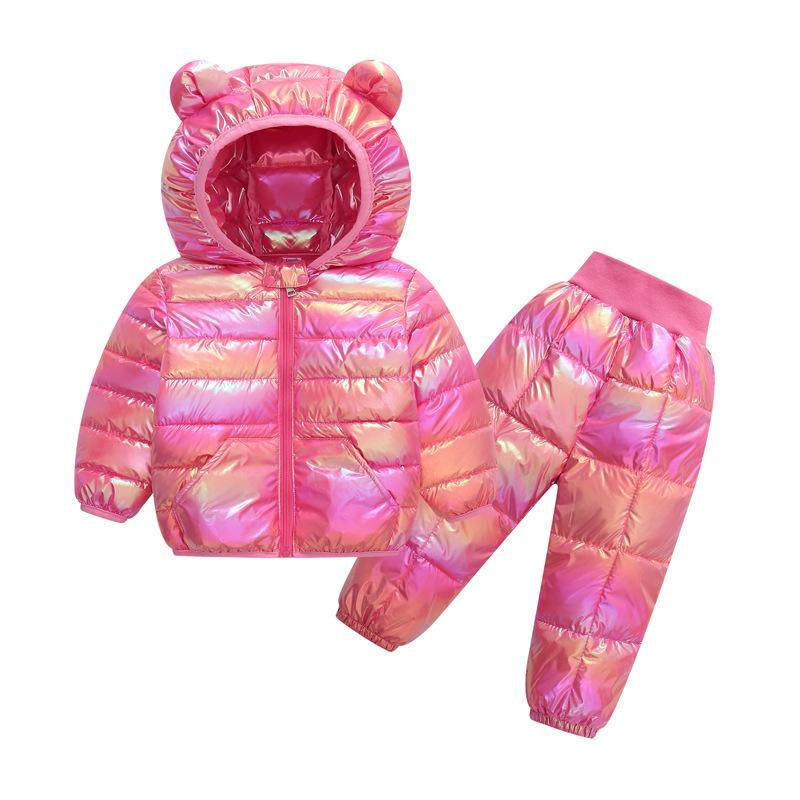 Baby Baumwoll-Kapuzenjacke und Hosen Set, Warmes Herbst-Winter-Outfit für Jungen und Mädchen, 9M–5J 80(9M-12M) französische rose von Joom DACH