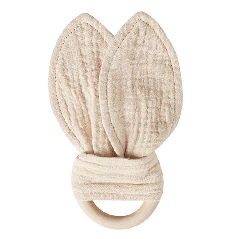 Baby Beißring Baumwolle Niedliche Hasenohren Baby Beißring Neugeborenes Holz Beißringe Handgreif Sensorisches Spielzeug Armband Rassel khaki von Joom DACH