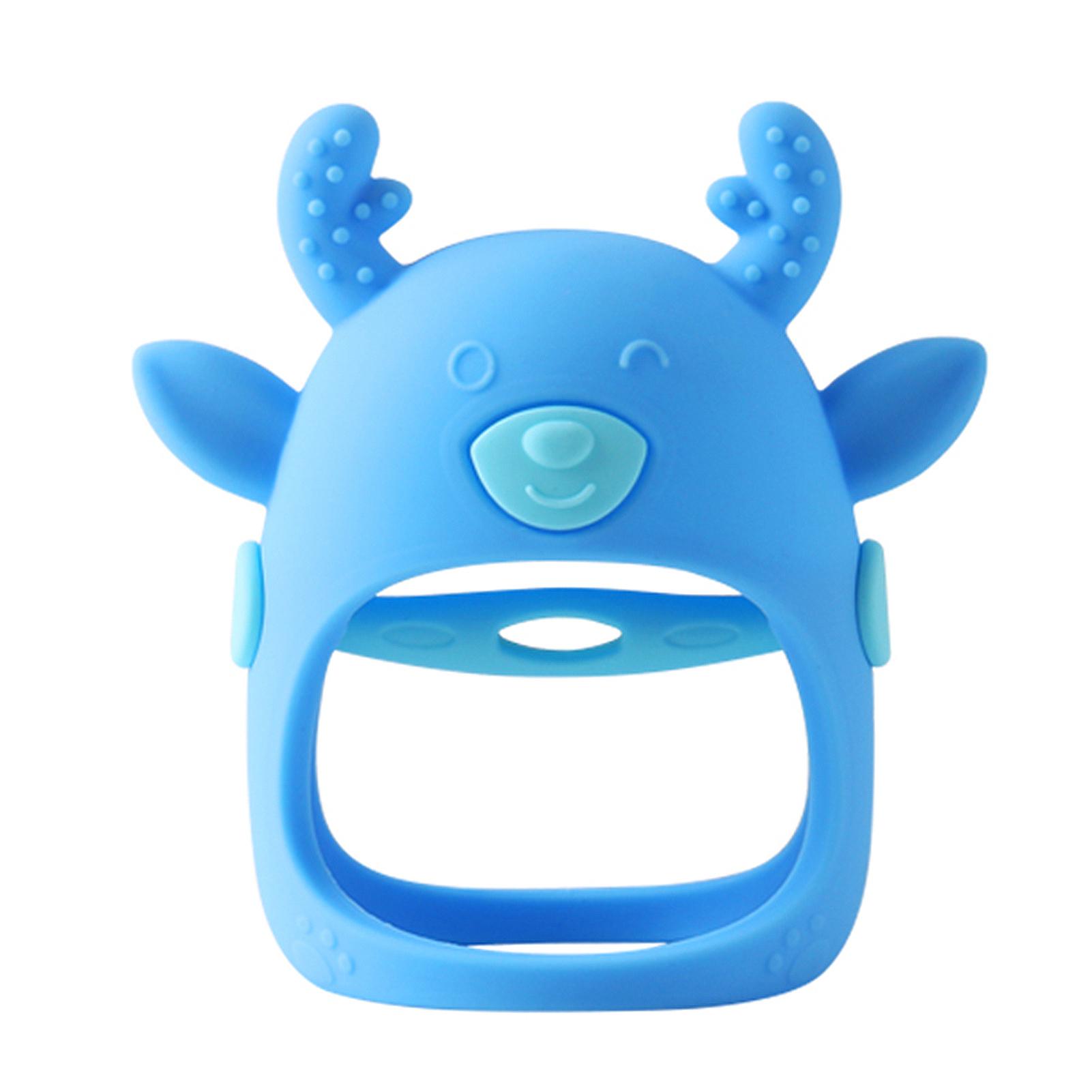Baby Beißring Hirsch Zahnen Fäustling Baby Zahnen Handschuh Zahnen Schnuller Silikon Kauspielzeug für blau von Joom DACH