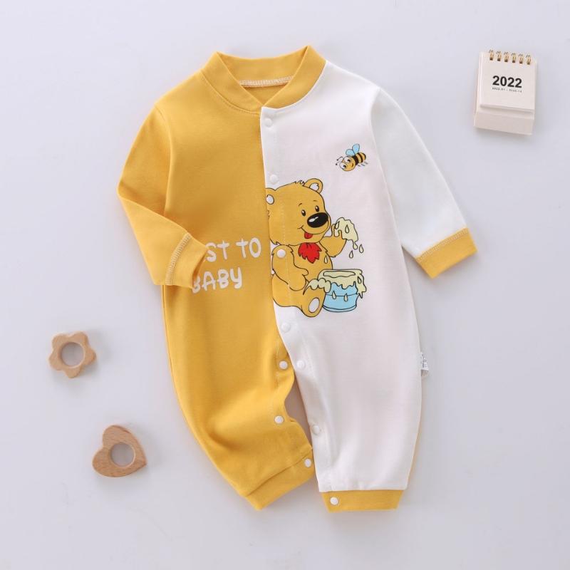 Baby Body aus gekämmter Baumwolle Langarm Säuglings-Jumpsuit Tier-Strampler Unisex Thermounterwäsche Druckknopfverschluss Weicher Neugeborenen-Einteiler Winter Warmes Outfit 59cm von Joom DACH