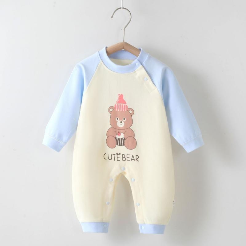 Baby Body aus gekämmter Baumwolle Langarm Säuglings-Jumpsuit Tier-Strampler Unisex Thermounterwäsche Druckknopfverschluss Weicher Neugeborenen-Einteiler Winter Warmes Outfit 59cm von Joom DACH