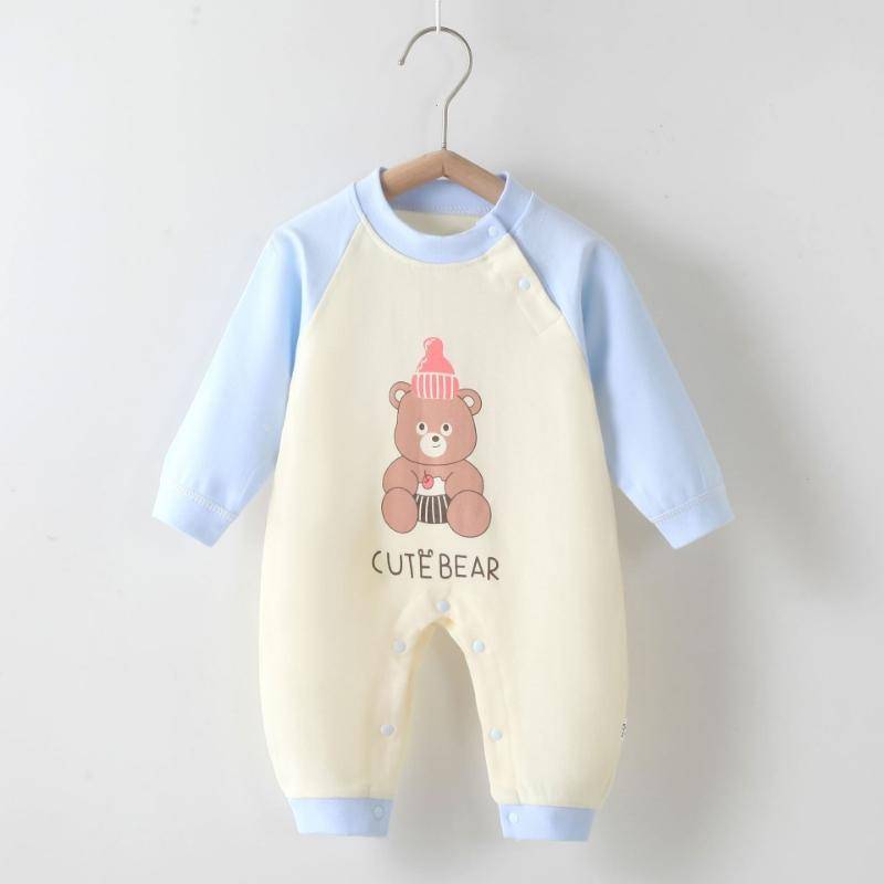 Baby Body aus gekämmter Baumwolle Langarm Säuglings-Jumpsuit Tier-Strampler Unisex Thermounterwäsche Druckknopfverschluss Weicher Neugeborenen-Einteiler Winter Warmes Outfit 59cm von Joom DACH
