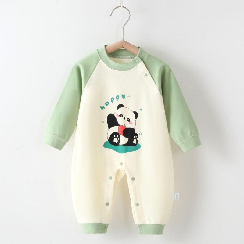 Baby Body aus gekämmter Baumwolle Langarm Säuglings-Jumpsuit Tier-Strampler Unisex Thermounterwäsche Druckknopfverschluss Weicher Neugeborenen-Einteiler Winter Warmes Outfit 59cm von Joom DACH